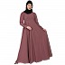 Umbrella abaya with potli buttons neck design- Puce Pink